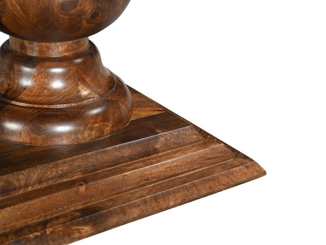 Seven Piece Brown Solid Wood Dining Set with Six Chairs