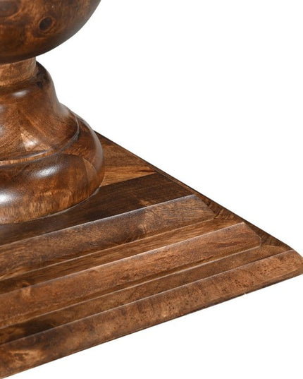 Seven Piece Brown Solid Wood Dining Set with Six Chairs