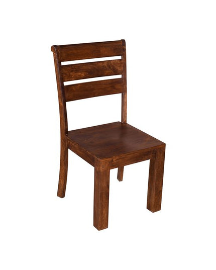 Seven Piece Brown Solid Wood Dining Set with Six Chairs