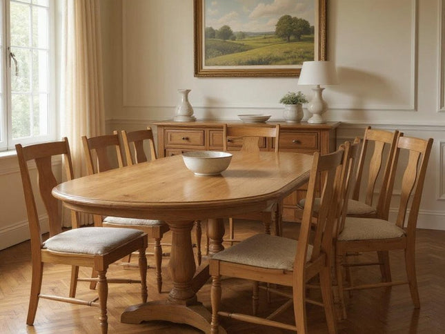 11 Piece Beige Solid Wood Dining Set with 10