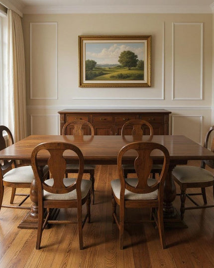 11 Piece Brown Solid Wood Dining Set with 10