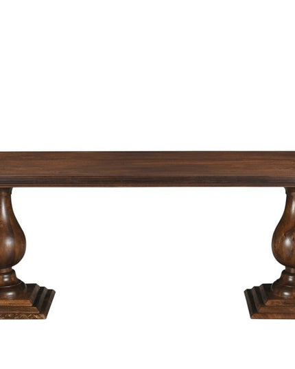 11 Piece Brown Solid Wood Dining Set with 10