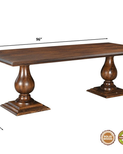 11 Piece Brown Solid Wood Dining Set with 10