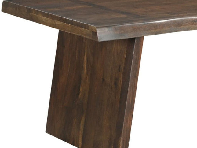 Seven Piece Brown Solid Wood Dining Set with Six Chairs