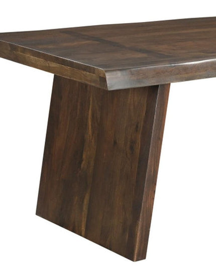 Seven Piece Brown Solid Wood Dining Set with Six Chairs