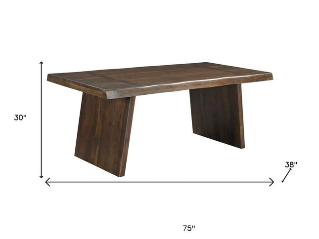 Seven Piece Brown Solid Wood Dining Set with Six Chairs