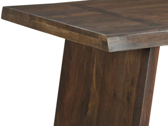 Seven Piece Brown Solid Wood Dining Set with Six Chairs