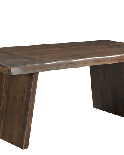 Seven Piece Brown Solid Wood Dining Set with Six Chairs