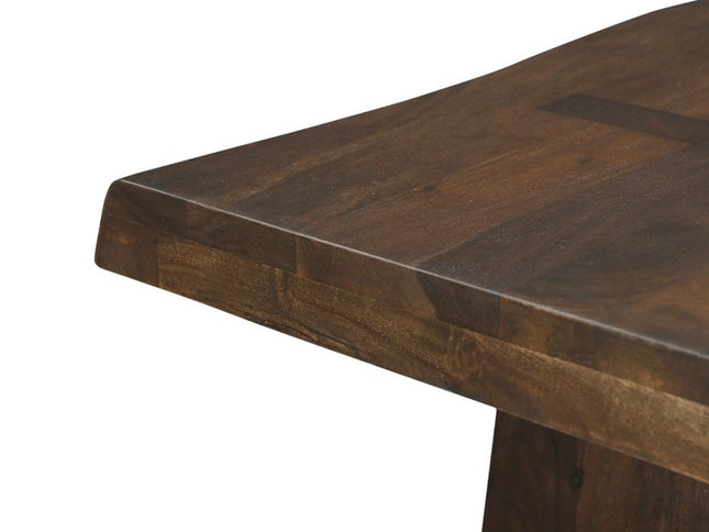 Seven Piece Brown Solid Wood Dining Set with Six Chairs