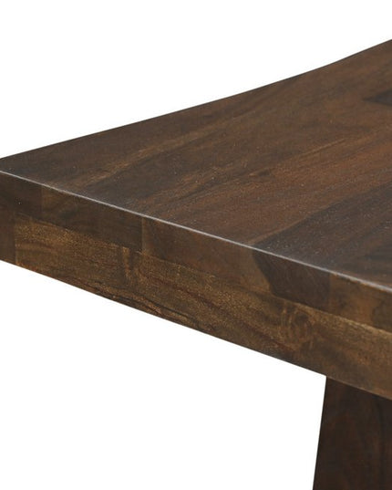 Seven Piece Brown Solid Wood Dining Set with Six Chairs