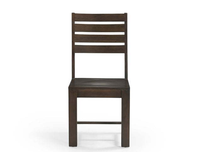 Seven Piece Brown Solid Wood Dining Set with Six Chairs