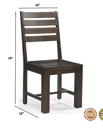 Seven Piece Brown Solid Wood Dining Set with Six Chairs