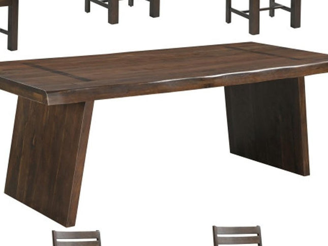 Nine Piece Brown Solid Wood Dining Set with Eight Chairs