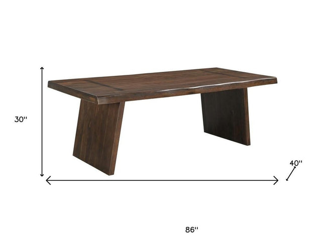 Nine Piece Brown Solid Wood Dining Set with Eight Chairs