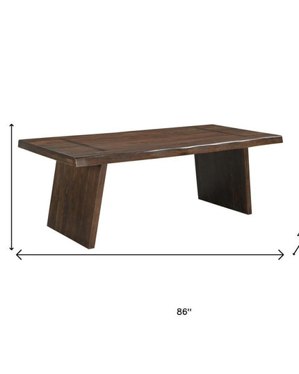 Nine Piece Brown Solid Wood Dining Set with Eight Chairs