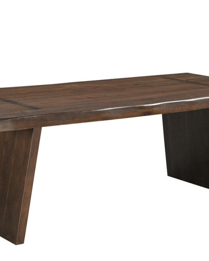 Nine Piece Brown Solid Wood Dining Set with Eight Chairs