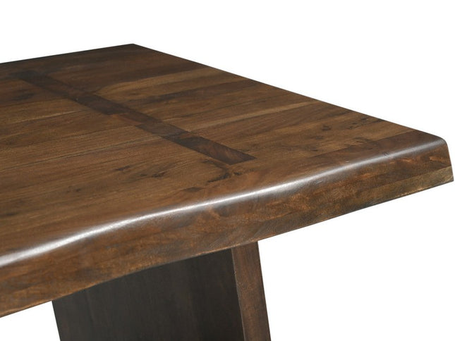 Nine Piece Brown Solid Wood Dining Set with Eight Chairs