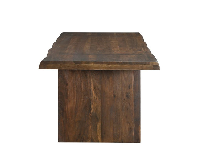 Nine Piece Brown Solid Wood Dining Set with Eight Chairs