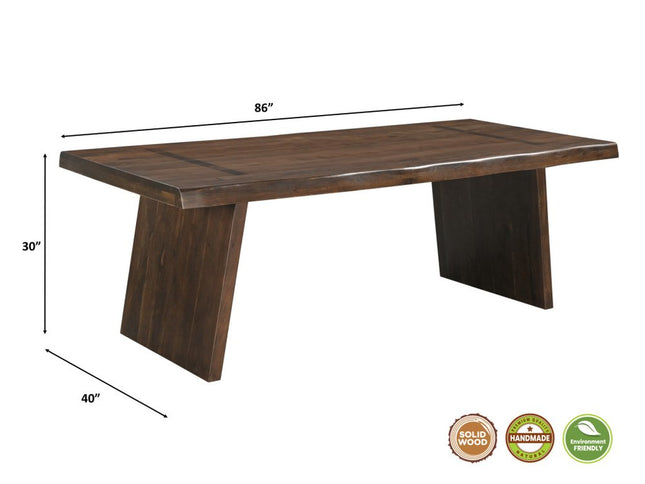 Nine Piece Brown Solid Wood Dining Set with Eight Chairs