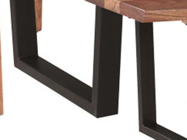 Six Piece Brown and Black Solid Wood Dining Set with Four Chairs