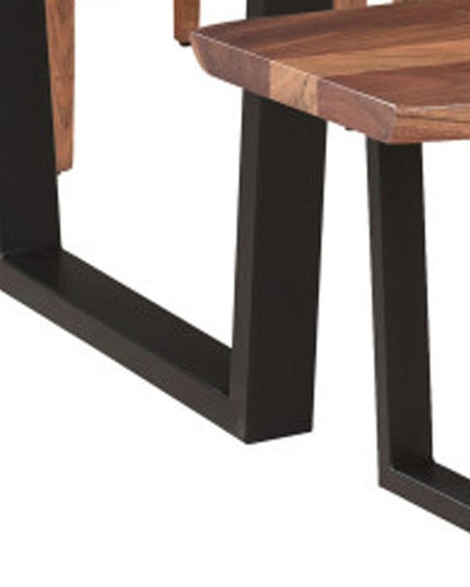 Six Piece Brown and Black Solid Wood Dining Set with Four Chairs