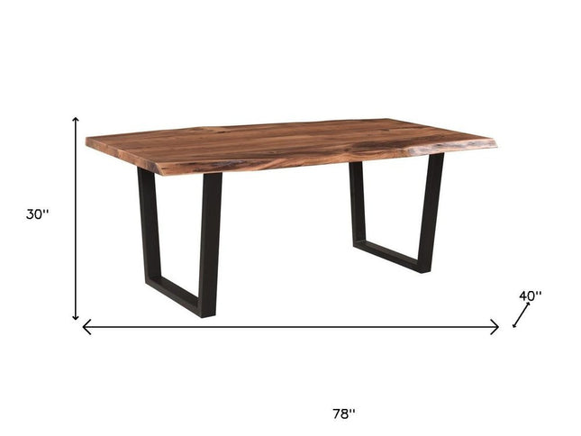 Six Piece Brown and Black Solid Wood Dining Set with Four Chairs