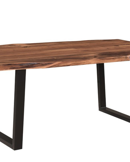 Six Piece Brown and Black Solid Wood Dining Set with Four Chairs