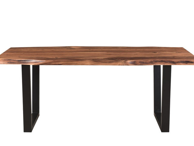 Six Piece Brown and Black Solid Wood Dining Set with Four Chairs