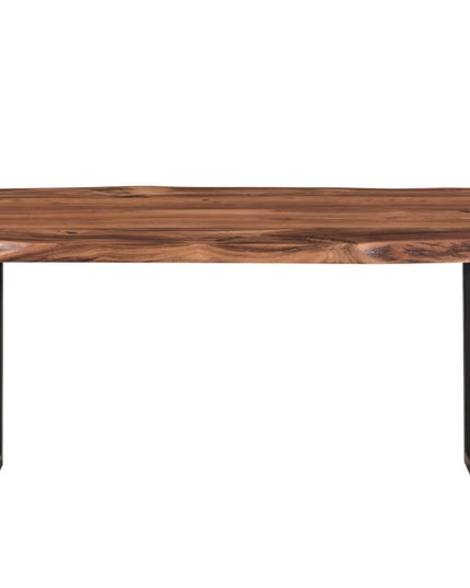 Six Piece Brown and Black Solid Wood Dining Set with Four Chairs