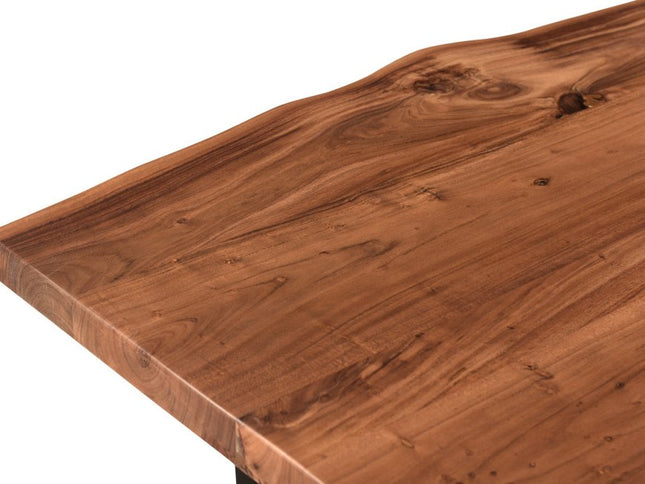 Six Piece Brown and Black Solid Wood Dining Set with Four Chairs