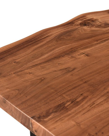 Six Piece Brown and Black Solid Wood Dining Set with Four Chairs