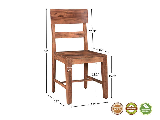 Seven Piece Brown and Black Solid Wood Dining Set with Six Chairs