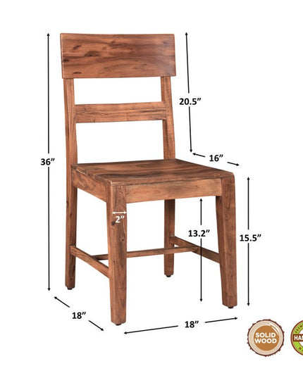 Seven Piece Brown and Black Solid Wood Dining Set with Six Chairs