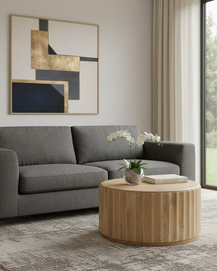 36" Brown Solid Wood Round Solid Coffee Table