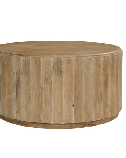 36" Brown Solid Wood Round Solid Coffee Table