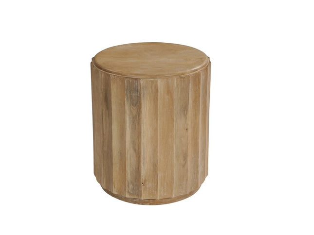 23" Brown Solid Wood Round Block End Table