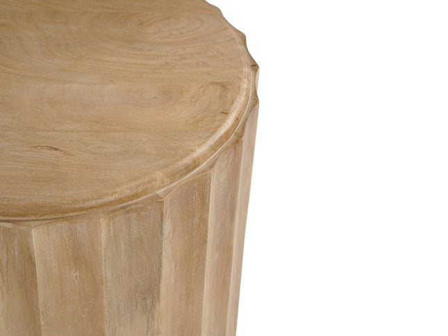 23" Brown Solid Wood Round Block End Table