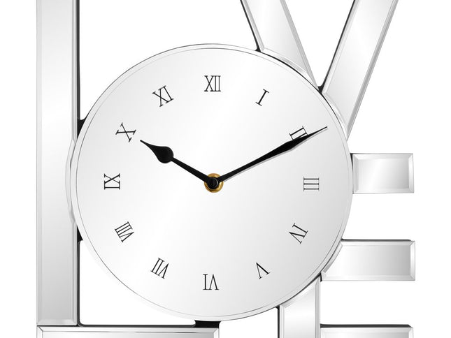 11" Silver Mirrored Glass Love Wall Clock