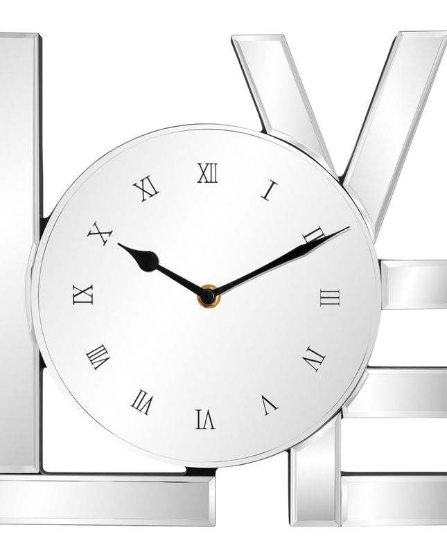 11" Silver Mirrored Glass Love Wall Clock