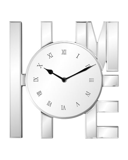 14" Silver Mirrored Glass Silent Analog Home Wall Clock
