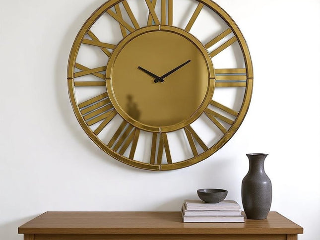 43" Gold Mirrored Acrylic Silent Analog Circle Wall Clock