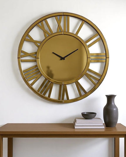 43" Gold Mirrored Acrylic Silent Analog Circle Wall Clock