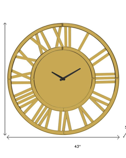 43" Gold Mirrored Acrylic Silent Analog Circle Wall Clock