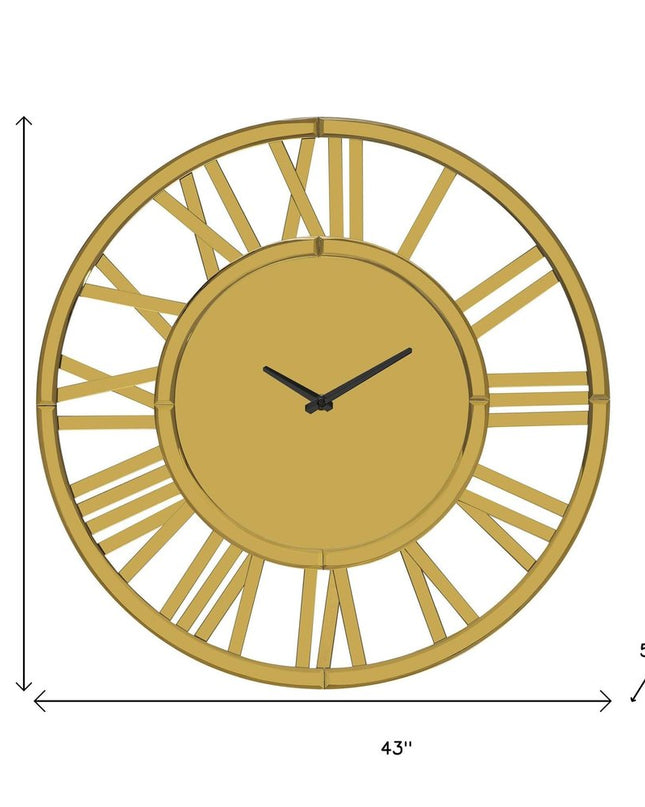 43" Gold Mirrored Acrylic Silent Analog Circle Wall Clock