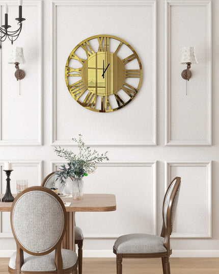 43" Gold Mirrored Acrylic Silent Analog Circle Wall Clock