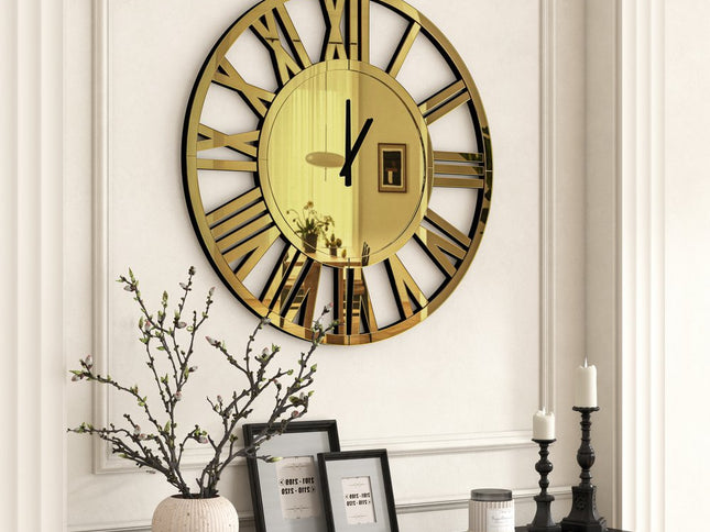 43" Gold Mirrored Acrylic Silent Analog Circle Wall Clock