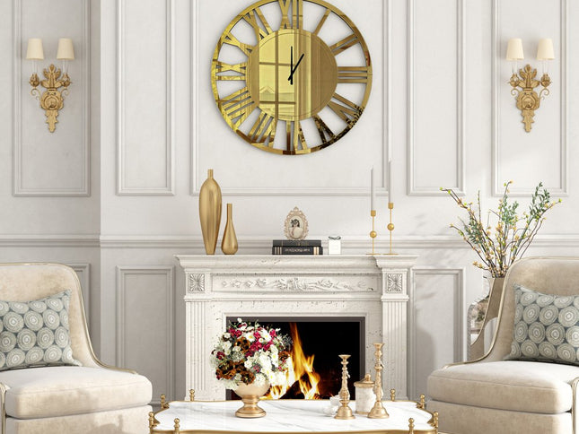 43" Gold Mirrored Acrylic Silent Analog Circle Wall Clock