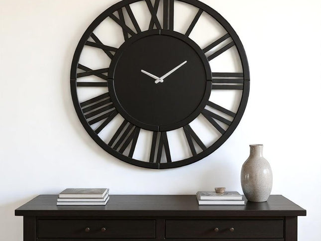 43" Black Mirrored Acrylic Silent Analog Circle Wall Clock