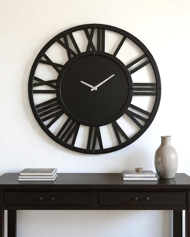 43" Black Mirrored Acrylic Silent Analog Circle Wall Clock