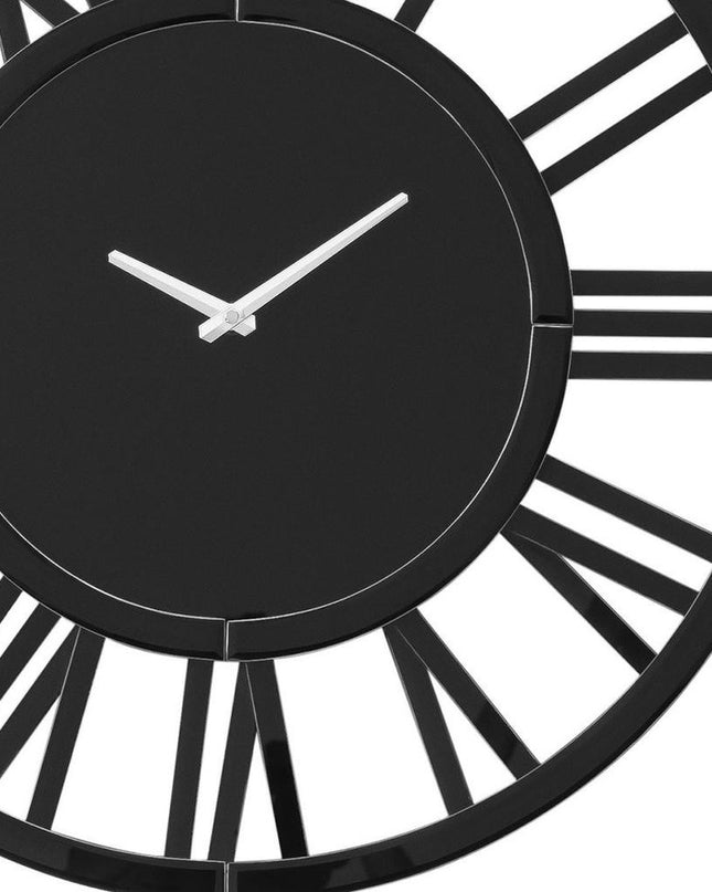 43" Black Mirrored Acrylic Silent Analog Circle Wall Clock